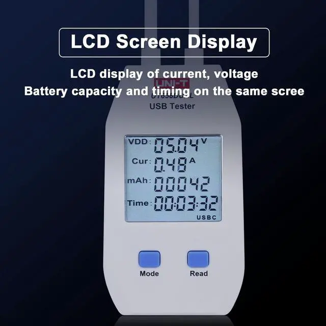 Alt view image 5 of 7 - LCD USB Type C Digital Tester - Power Voltage Amps Meter Current Capacity Cable Tester Tool, UT658Dual DC 4-24V Voltmeter Ammeter Detector Inspecting Portable Power Sources