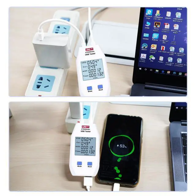Alt view image 7 of 7 - LCD USB Type C Digital Tester - Power Voltage Amps Meter Current Capacity Cable Tester Tool, UT658Dual DC 4-24V Voltmeter Ammeter Detector Inspecting Portable Power Sources