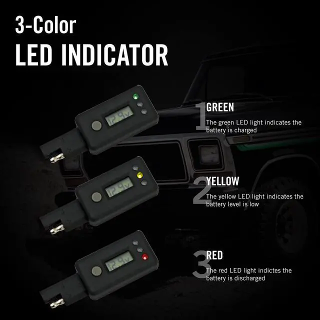 Alt view image 6 of 7 - Voltage Indicator for Easy-to-Use Accurate 12V Battery Testing - Easily Track 12V Battery Voltage Using LCD Display with LED Charge Indicator - 081-0157