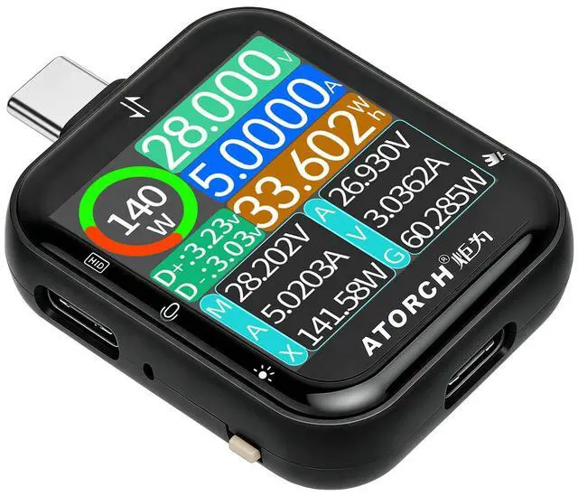 Main image of T3 USB C Tester, Digital Power Meter, 4.5-50V Voltmeter Ammeter with 2.5D Touch Screen, PD QC VOOC Fast Charging Protocol Detector, Bluetooth Data Transfer & Power Ripple Tester-Black