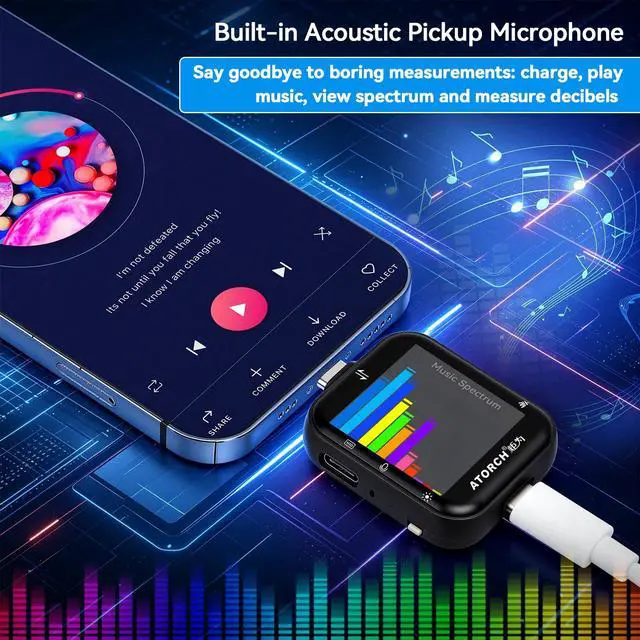 Alt view image 5 of 7 - T3 USB C Tester, Digital Power Meter, 4.5-50V Voltmeter Ammeter with 2.5D Touch Screen, PD QC VOOC Fast Charging Protocol Detector, Bluetooth Data Transfer & Power Ripple Tester-Black