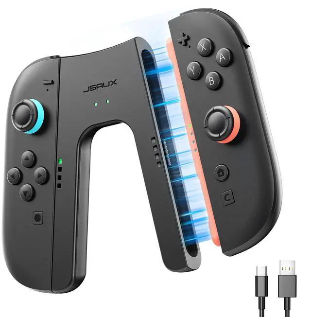 Main image of Switch 2 Charging Grip for Nintendo Switch 2, Magnetic Grip Controller Compatible with Switch 2 JoyPads, Play While Charging with LED Indicator& 1.5m/4.9ft Charger Cable-Black