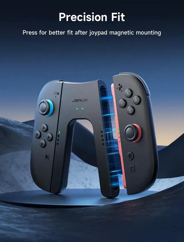 Alt view image 5 of 7 - Switch 2 Charging Grip for Nintendo Switch 2, Magnetic Grip Controller Compatible with Switch 2 JoyPads, Play While Charging with LED Indicator& 1.5m/4.9ft Charger Cable-Black