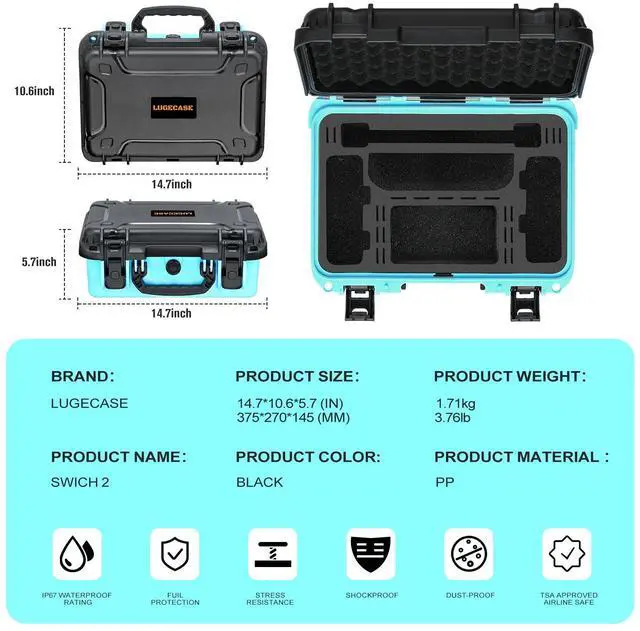 Alt view image 3 of 7 - Travel Hard Carrying Case for Switch 2: Deluxe Travel Cases, All In One Carrying Case for Nintendo Switch 2 Console, Pro Controller X 2, Dock, Joy-Con Grip, Power Adapter, 22 Games & Other Accessories