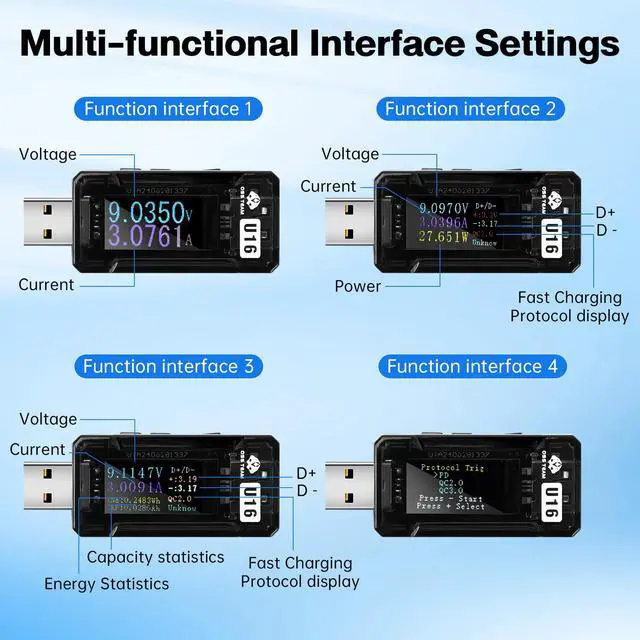 Alt view image 5 of 7 - USB Tester,4-25V 5.0A LCD USB Digital Voltage Current Power Tester Multimeter,USB Power Mester Tester, USB Voltmeter Ammeter QC2.0/3.0