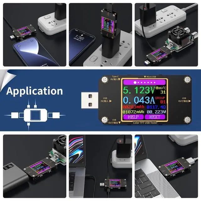 Alt view image 6 of 7 - USB Tester Meter USB C Voltage Tester, 2-in-1 Digital USB Current Watt Multimeter, PD Battery Power Capacity Ammeter Voltmeter with Type C Connector