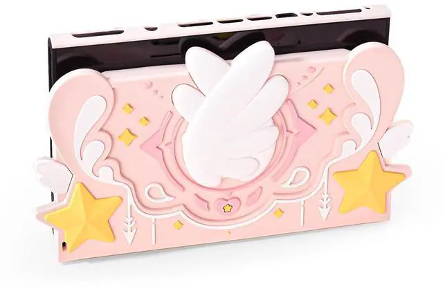 Main image of Soft Silicone Faceplate Cover Compatible with Nintendo Switch 2 Charging Dock , Star Wings Series Soft Faceplate Protector - Anti-Scratch Dock Cover with Precise Cutouts (Pink)