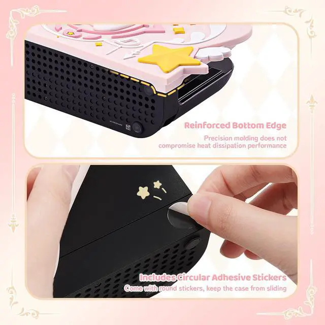 Alt view image 4 of 7 - Soft Silicone Faceplate Cover Compatible with Nintendo Switch 2 Charging Dock , Star Wings Series Soft Faceplate Protector - Anti-Scratch Dock Cover with Precise Cutouts (Pink)