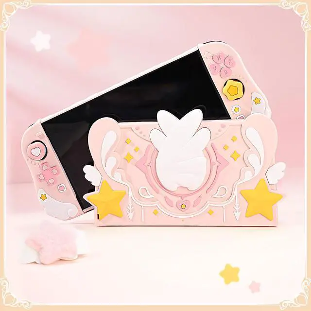 Alt view image 7 of 7 - Soft Silicone Faceplate Cover Compatible with Nintendo Switch 2 Charging Dock , Star Wings Series Soft Faceplate Protector - Anti-Scratch Dock Cover with Precise Cutouts (Pink)