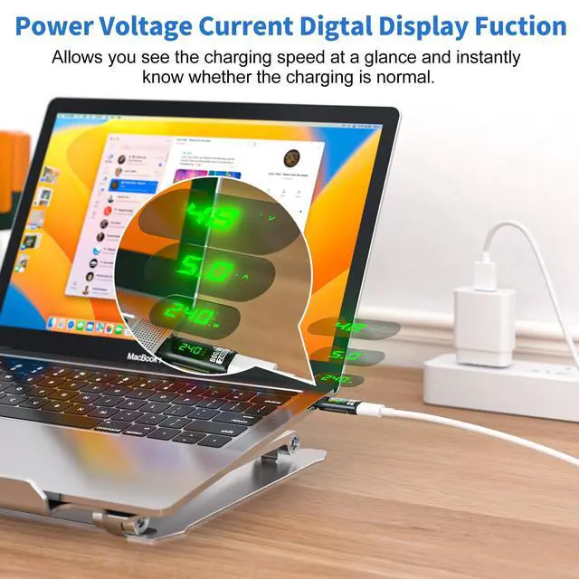 Alt view image 2 of 7 - 240W USB C Adapter Power Meter Tester (2 Pack) - Voltage Current Power LED Digital Display, Type C Male to Female Extension Connector for iPhone 15/16, MacBook, iPad & More USBC Cables/Devices