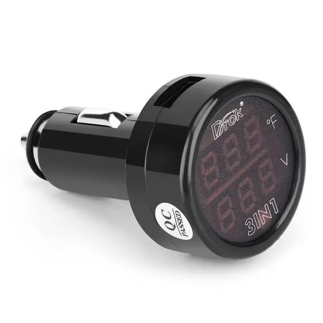 Alt view image 3 of 7 - Digital Voltage Temperature Monitor, Car Charger USB Charge for Car Battery Voltmeter Thermometer 12V 24V Temp Volt Tester Multimeter
