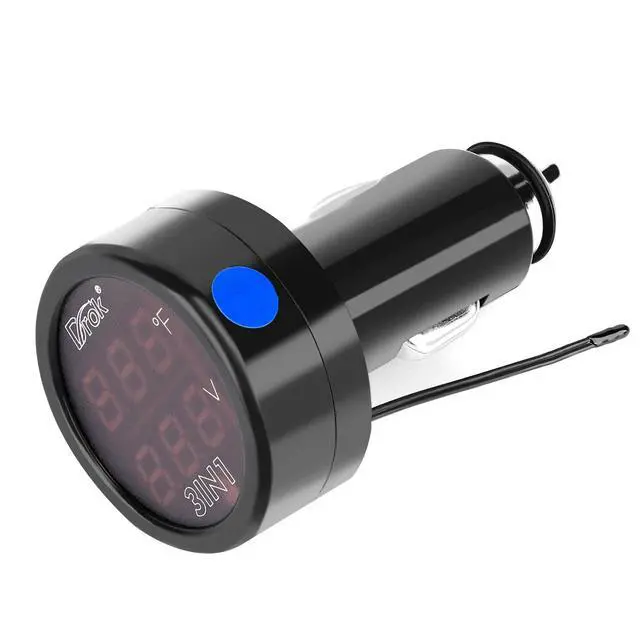 Alt view image 4 of 7 - Digital Voltage Temperature Monitor, Car Charger USB Charge for Car Battery Voltmeter Thermometer 12V 24V Temp Volt Tester Multimeter