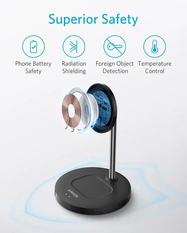 Alt view image 7 of 7 - iPhone 16 Wireless Charging Stand, PowerWave 2-in-1 Magnetic Stand Lite with USB-C Cable, for iPhone 16/16 Pro/16 Plus/16 Pro Max/15/14/13 Series, AirPods 2/Pro (No AC Adapter)