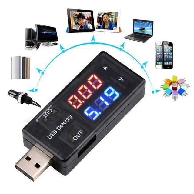 Alt view image 3 of 7 - USB Tester USB Meter Tester Voltage Current Tester USB Battery Checker USB A Voltage Current Voltmeter Amp Volt Ammeter Detector USB Mobile Tester USB Cable Charger Detector LED Display