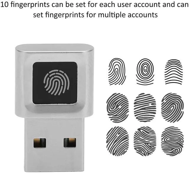 Alt view image 2 of 7 - USB Fingerprint Reader for Hello, Portable Security Key Biometric Fingerprint Scanner 0.5 Seconds 360 Degree Detection, for 10/11 32/64 Bits
