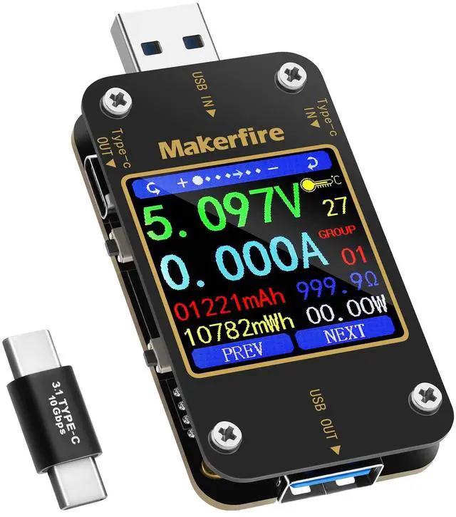 Main image of USB Multimeter USB Voltmeter Ammeter Load Tester USB Voltage Current PD Battery Power Capacity Charger Type C Meter Tester LCD Display Cable Resistance QC2.0/3.0/4.0 N20 1.54 Inch Screen
