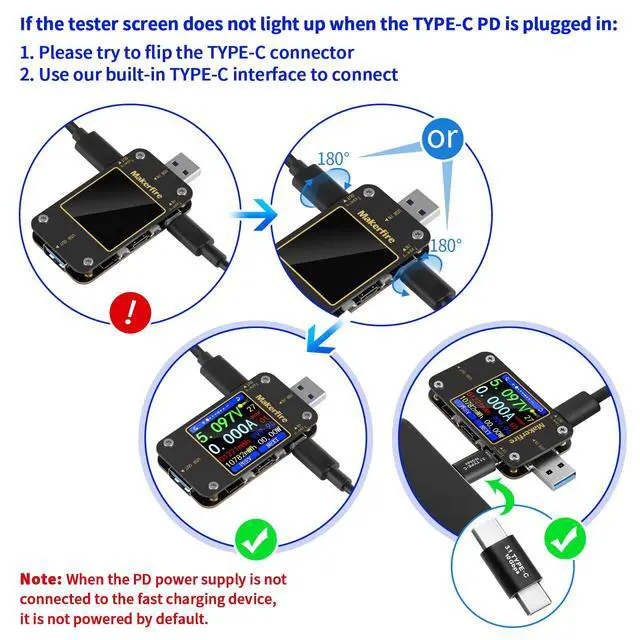 Alt view image 5 of 7 - USB Multimeter USB Voltmeter Ammeter Load Tester USB Voltage Current PD Battery Power Capacity Charger Type C Meter Tester LCD Display Cable Resistance QC2.0/3.0/4.0 N20 1.54 Inch Screen