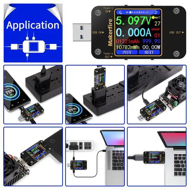 Alt view image 7 of 7 - USB Multimeter USB Voltmeter Ammeter Load Tester USB Voltage Current PD Battery Power Capacity Charger Type C Meter Tester LCD Display Cable Resistance QC2.0/3.0/4.0 N20 1.54 Inch Screen