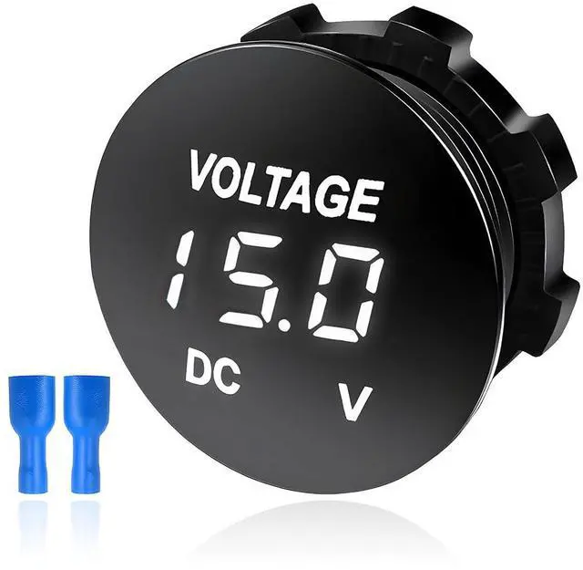 Main image of DC 12V 24 V Voltmeter Gauge, Car LED Digital Display Round Panel Voltage Gauge Meter, Waterproof Mini Volt Tester Battery Monitor Indicator for Car Truck Marine Boat (White)