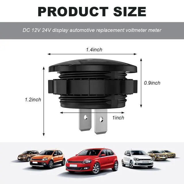 Alt view image 2 of 6 - DC 12V 24 V Voltmeter Gauge, Car LED Digital Display Round Panel Voltage Gauge Meter, Waterproof Mini Volt Tester Battery Monitor Indicator for Car Truck Marine Boat (White)