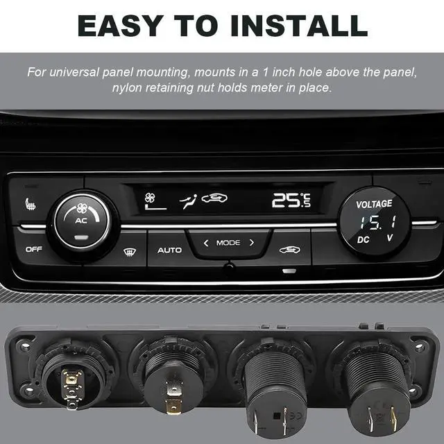 Alt view image 4 of 6 - DC 12V 24 V Voltmeter Gauge, Car LED Digital Display Round Panel Voltage Gauge Meter, Waterproof Mini Volt Tester Battery Monitor Indicator for Car Truck Marine Boat (White)