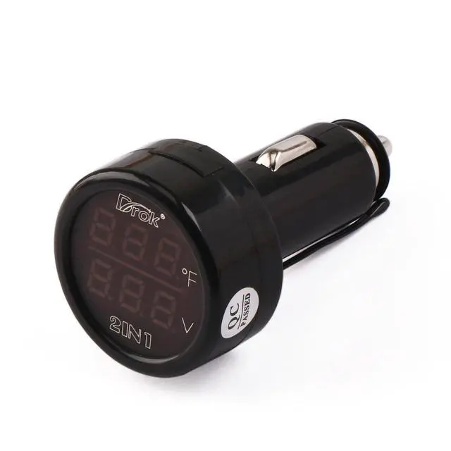 Alt view image 2 of 7 - Digital DC Voltage 10-170 Degree Fahrenheit Temperature Monitor Car Motorcycle Battery Voltmeter Thermometer 12V 24V Temp Volt Tester Multimeter