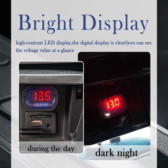 Alt view image 6 of 7 - Car LED Cigarette Lighter Voltage Meter with Digital Display,12V/0.1A Battery Voltage Meter for Real-Time Voltage Monitoring,Universal Car Voltage Meters of Car Essentials