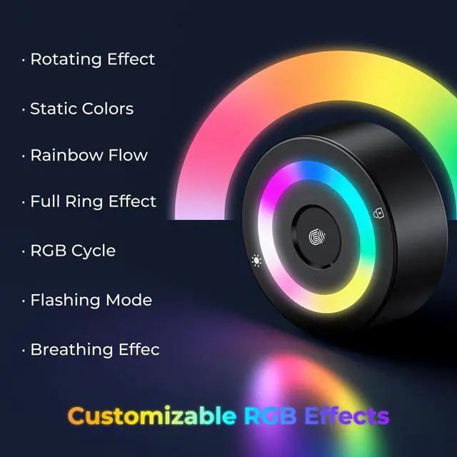 Alt view image 3 of 7 - USB Fingerprint Reader for Windows 11/10 ONLY, RGB Windows Hello Fingerprint Scanner for PC Login, Touch Lock & Unlock, Match-in-Sensor Security, Plug & Play, 4ft Cable (Not for Mac/Linux)