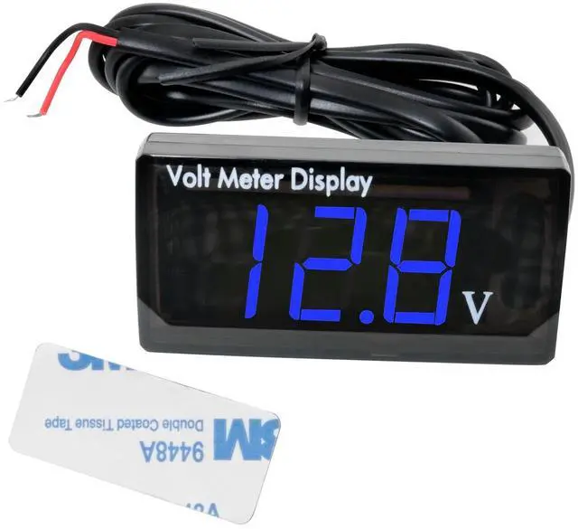 Main image of LED Digital Display Voltmeter Blue DC 12V Waterproof LED Digital Display Voltmeter for Car Battery Voltage Monitor