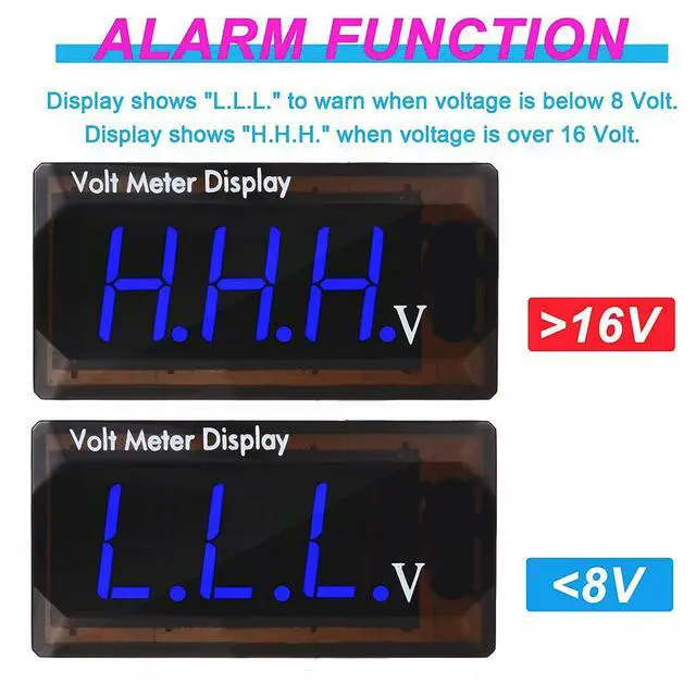 Alt view image 6 of 6 - LED Digital Display Voltmeter Blue DC 12V Waterproof LED Digital Display Voltmeter for Car Battery Voltage Monitor