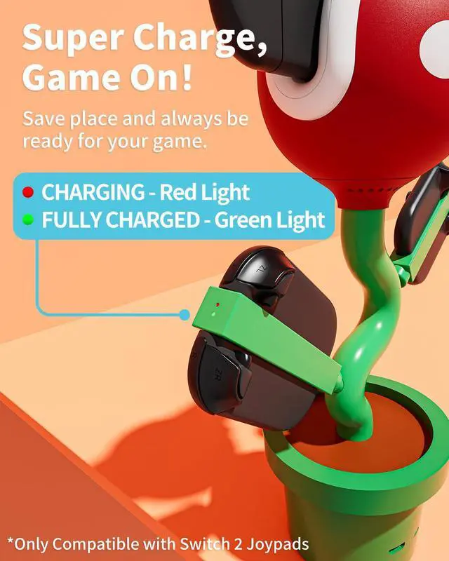 Alt view image 5 of 7 - Switch 2 Dock with Cooling Fan for Nintendo Switch 2/1/OLED, Docking Station for TV Supports 4K 60Hz HD, Charges Switch 2 Joypads, USB-C PD Fast Charging, Piranha Dock Gen 2 Plantdock Cute Gaming Gift
