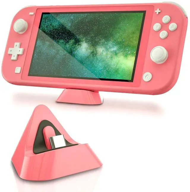Main image of Charging Dock for Nintendo Switch Lite, Portable USB-C Charger Stand for Switch Lite, Compact Play-and-Charge Docking Station, Coral Pink