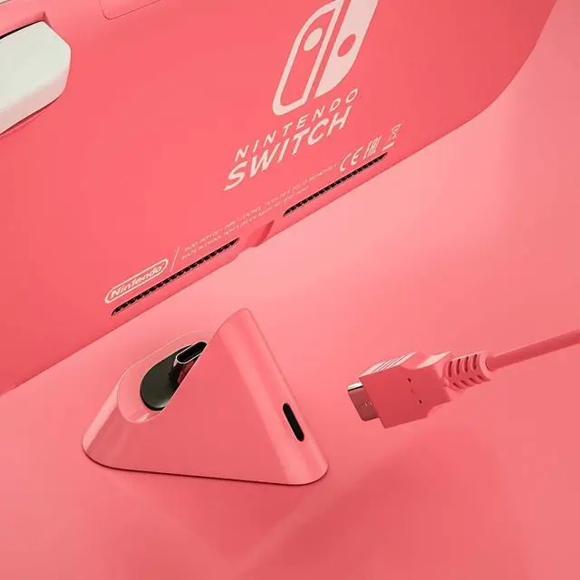 Alt view image 3 of 7 - Charging Dock for Nintendo Switch Lite, Portable USB-C Charger Stand for Switch Lite, Compact Play-and-Charge Docking Station, Coral Pink