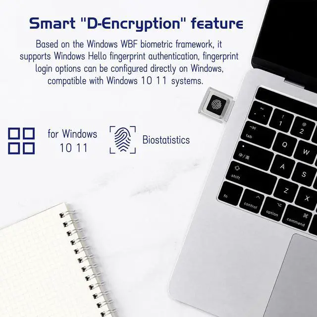 Alt view image 5 of 7 - USB Fingerprint Reader for Windows Hello, Plug & Play Security Key