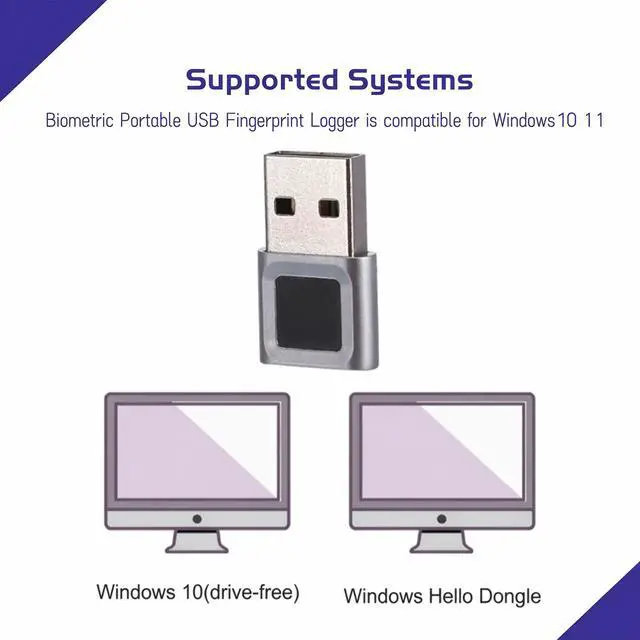 Alt view image 6 of 7 - USB Fingerprint Reader for Windows Hello, Plug & Play Security Key