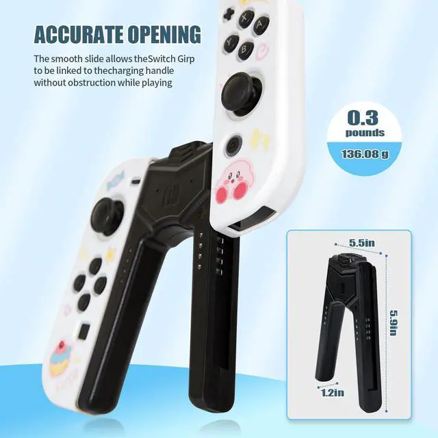 Alt view image 3 of 6 - Joy-Con Charging Grip 1PCS for Switch/OLED, 6.6ft USB-C Cable & Dual Charger - Play While Charging, Shaped Ergonomic Handle with | Black
