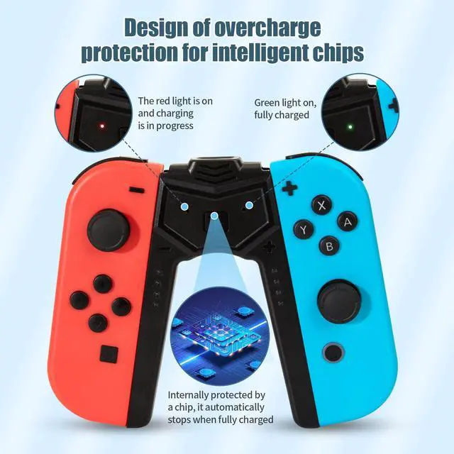 Alt view image 2 of 6 - Joy-Con Charging Grip 1PCS for Switch/OLED, 6.6ft USB-C Cable & Dual Charger - Play While Charging, Shaped Ergonomic Handle with | Black