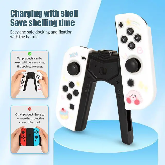 Alt view image 4 of 6 - Joy-Con Charging Grip 1PCS for Switch/OLED, 6.6ft USB-C Cable & Dual Charger - Play While Charging, Shaped Ergonomic Handle with | Black