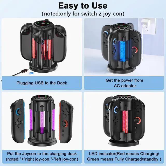 Alt view image 5 of 7 - Charging Dock for Nintendo Switch 2 Joycon(2025), Switch 2 Charger Station