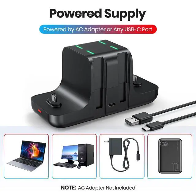 Alt view image 6 of 7 - Controller Charger Dock for Nintendo Switch Pro Controller and Joy con, 6-in-1 Fast Charging Dock Station for Switch & OLED Model & Lite with Charging Indicator and Type C Charging Cable