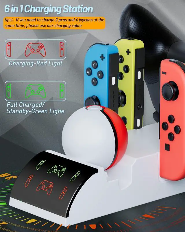 Alt view image 5 of 7 - Switch Organizer with Controller Charging Station, ZAONOOL Charger Stand for Nintendo Switch/OLED Joycon and Pro Controller, Accessories Storage Tower for Console, Games and Dock