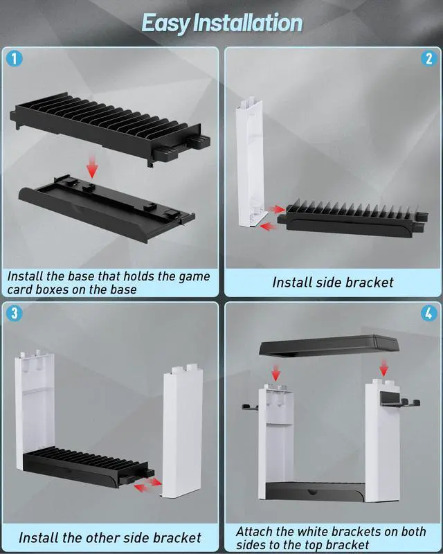 Alt view image 6 of 7 - Switch Organizer with Controller Charging Station, ZAONOOL Charger Stand for Nintendo Switch/OLED Joycon and Pro Controller, Accessories Storage Tower for Console, Games and Dock