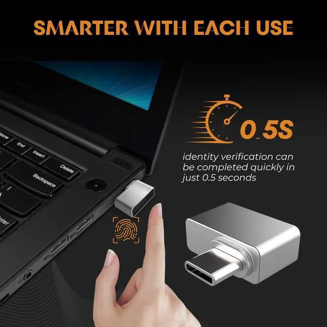 Alt view image 6 of 7 - Nano USB C Fingerprint Reader for Windows 10/11 Hello - USB Type C Security Key Biometric Scanner Sensor Dongle Module for Instant Access, Password-Free Login, Sign-in, Lock, Unlock PC & Laptops