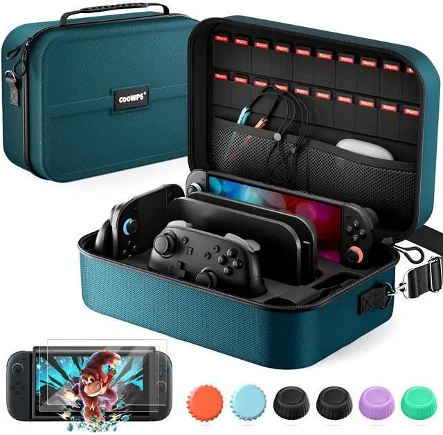 Main image of Switch 2 Case Bundle for Nintendo Switch 2, with 2-Pack Screen Protector, 6Pcs Thumb Grips, 20 Game Card Slots, Portable Travel Full Protection All In One Storage Case for Switch 2 Accessories