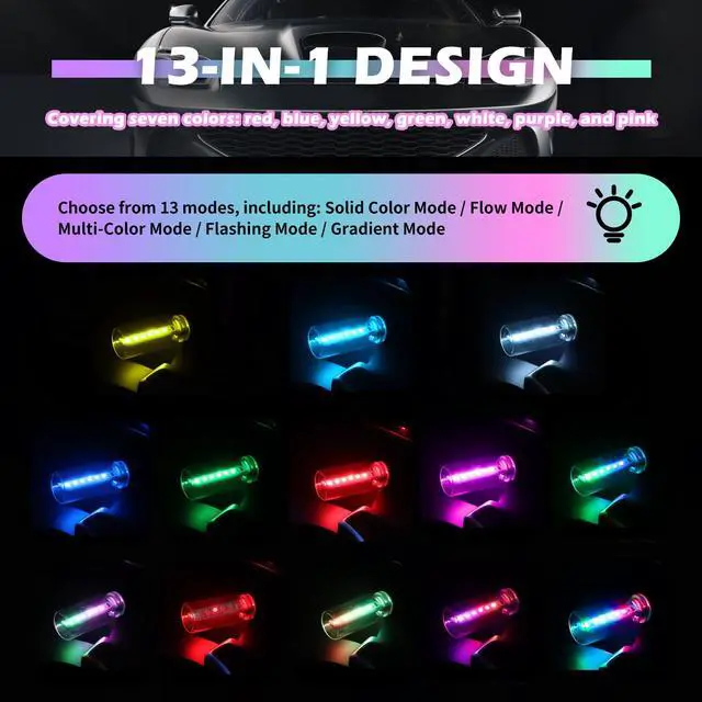 Alt view image 3 of 7 - Car USB Night Light with 13-in-1 Design,Touch Adjustable USB Car Light with 7 Colors & 13 Modes,Portable LED Cars USBs Lights for Creating Atmosphere Cars Interior Accessories