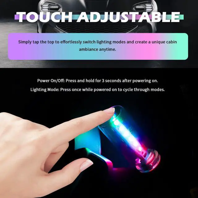 Alt view image 5 of 7 - Car USB Night Light with 13-in-1 Design,Touch Adjustable USB Car Light with 7 Colors & 13 Modes,Portable LED Cars USBs Lights for Creating Atmosphere Cars Interior Accessories