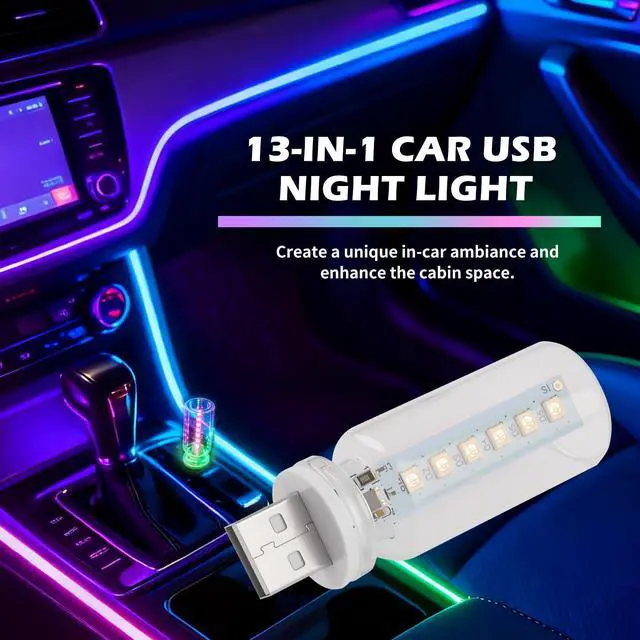 Alt view image 7 of 7 - Car USB Night Light with 13-in-1 Design,Touch Adjustable USB Car Light with 7 Colors & 13 Modes,Portable LED Cars USBs Lights for Creating Atmosphere Cars Interior Accessories