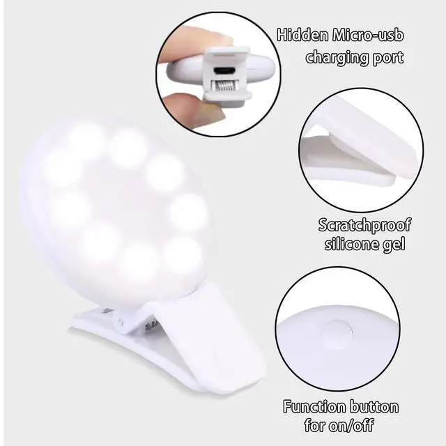 Alt view image 7 of 7 - Ring Light of Pocket-Size: Rechargeable Small Ring Light for Phone, Laptop & Makeup - Perfect for Small & Adults, Portable Selfie Light (White)