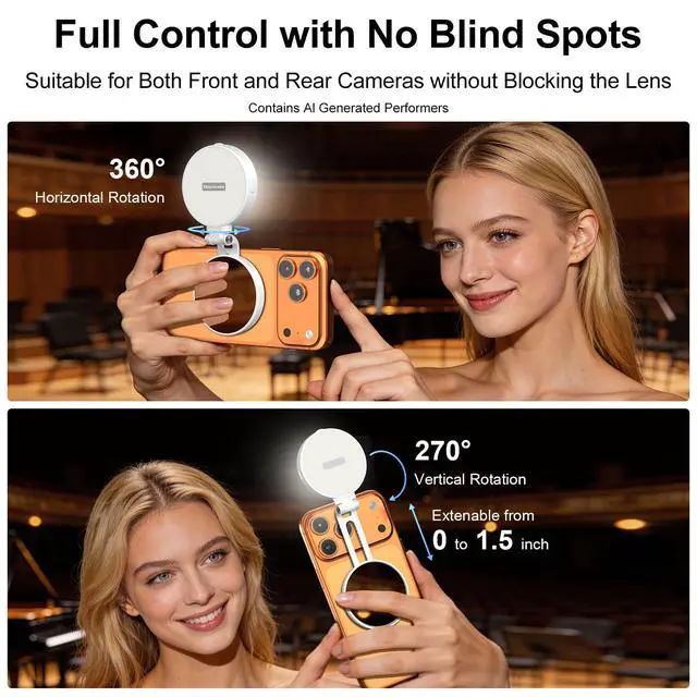 Alt view image 5 of 7 - Magnetic Selfie Light, Extendable Phone Ring Light with Mirror