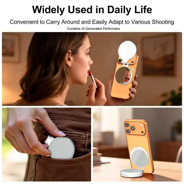 Alt view image 6 of 7 - Magnetic Selfie Light, Extendable Phone Ring Light with Mirror